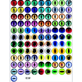Cabochons en verre transparent imprimé, demi-rond avec motif oeil