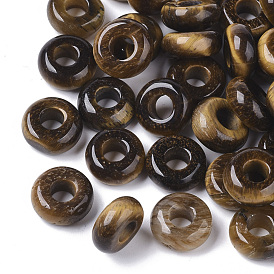 (Same Sku: G-Q973-10)Natural Tiger Eye European Beads, Large Hole Beads, Rondelle