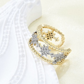 Латунные кольца-манжеты с микропаве и прозрачным цирконием для женщин, звезда