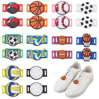 20Pcs 10 Styles Sports Ball PVC Detachable Shoelace Decorative Buckle