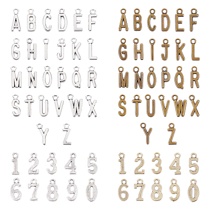 8 Sets 4 Stile aus Legierung im tibetischen Stil, Buchstabe a~z & Zahlen
