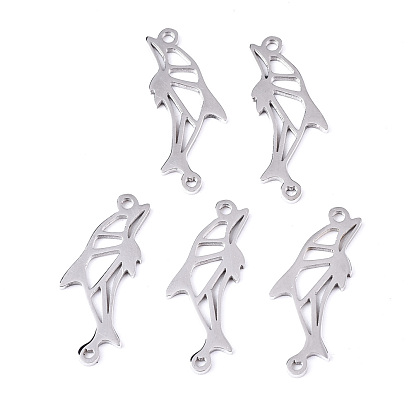 304 Stainless Steel Links Connectors, Laser Cut, Dolphin Shape