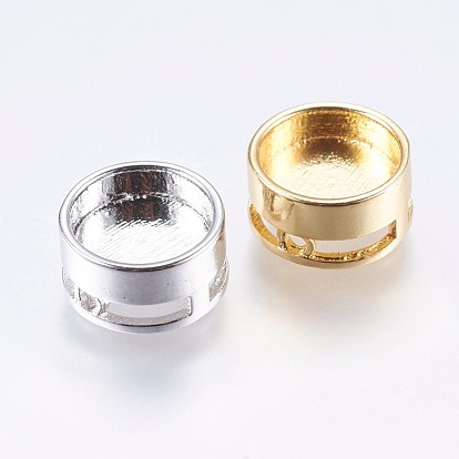 Brass Bead Cabochon Settings, Flat Round, Slide Charms