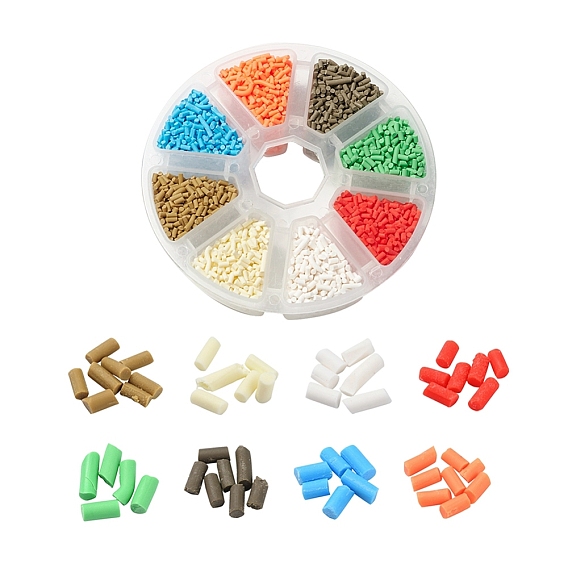 8000Pcs 8 Colors Handmade Polymer Clay Sprinkle Beads, Fake Food Craft, No Hole, Column