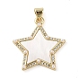 Латунные микропаве прозрачные подвески с фианитом, без кадмия и без свинца, с ABS имитации жемчуга, звезда