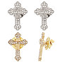 4Pcs 2 Colors Zinc Alloy & Rhinestone Lapel Pin Backs for Backpack Clothes, Corss