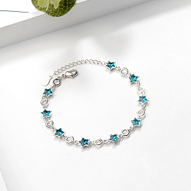 Blue Pentagram Crystal Bracelet - Simple, Sweet Star Jewelry for Women.