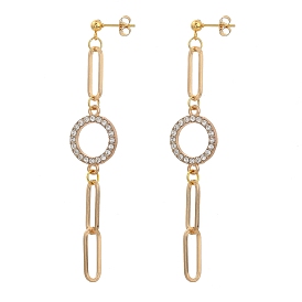 Dangle Stud Earrings, with Ear Nuts, Alloy Rhinestone Linking, Iron Linking Ring and 304 Stainless Steel Stud Earring Findings
