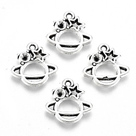 Tibetan Style Alloy Charms Rhinestone Settings, Lead Free & Cadmium Free, Planet with Star