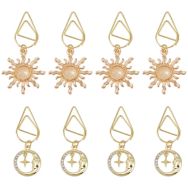 8шт 2 металлические скрепки для бумаги, с подвесками из сплава стекла