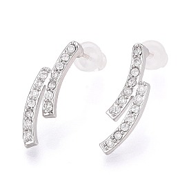 Серьги-гвоздики из сплава и прозрачного кубического циркония., с 925 штырями стерлингового серебра