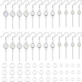 Набор для самостоятельного изготовления плоских круглых сережек с куполом, в том числе 314 крючки для серег из нержавеющей стали, Кабошоны из стекла