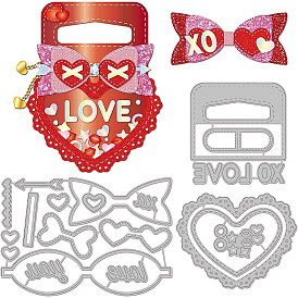 3Pcs 3 Styles Valentine's Day Theme Carbon Steel Cutting Dies Stencils, for DIY Scrapbooking, Photo Album, Decorative Embossing Paper Card, Stainless Steel Color