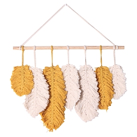 Cotton Wall Tapestry, with Wooden Rod, Feather