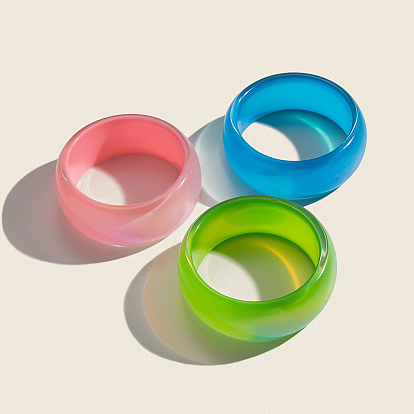 Классические простые браслеты из смолы для женщин, плоско-круглые, с блеском порошок