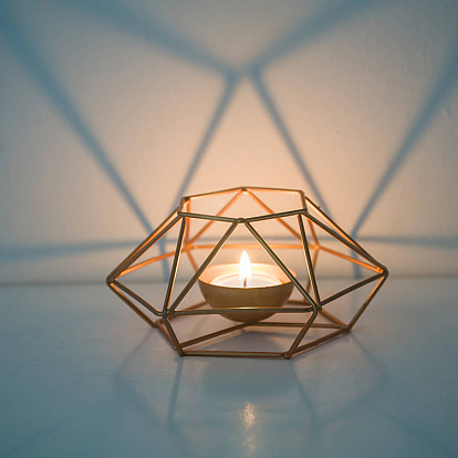 Fábrica de China Nórdico creativo moderno minimalista geométrico hierro forjado dorado portavelas adornos para el hogar accesorios románticos a la luz de las velas Como muestra en la imagen a