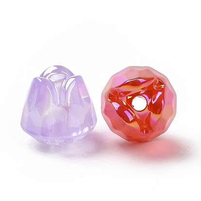 Transparent Acrylic Imitation Jelly Beads, Faceted Flower