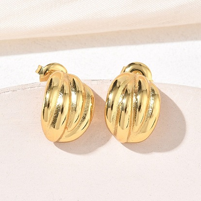 304 Массивные ребристые серьги-гвоздики из нержавеющей стали для женщин, ионное покрытие (ip)