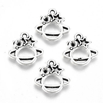 Tibetan Style Alloy Charms Rhinestone Settings, Lead Free & Cadmium Free, Planet with Star
