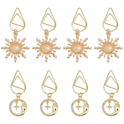 8шт 2 металлические скрепки для бумаги, с подвесками из сплава стекла