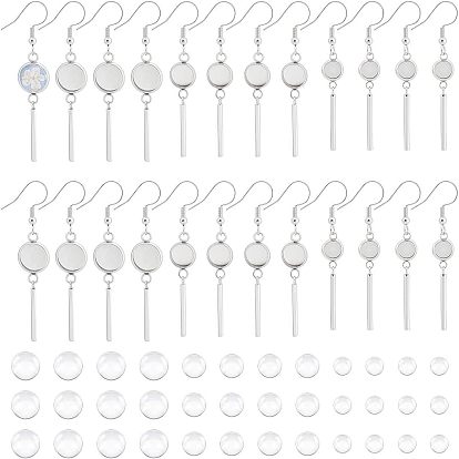 Набор для самостоятельного изготовления плоских круглых сережек с куполом, в том числе 314 крючки для серег из нержавеющей стали, Кабошоны из стекла