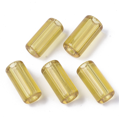 Transparent Glass Bugle Beads, Column, Round Hole