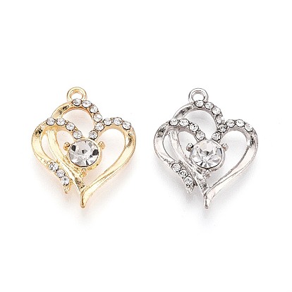 Подвески из сплава и страз, сердце