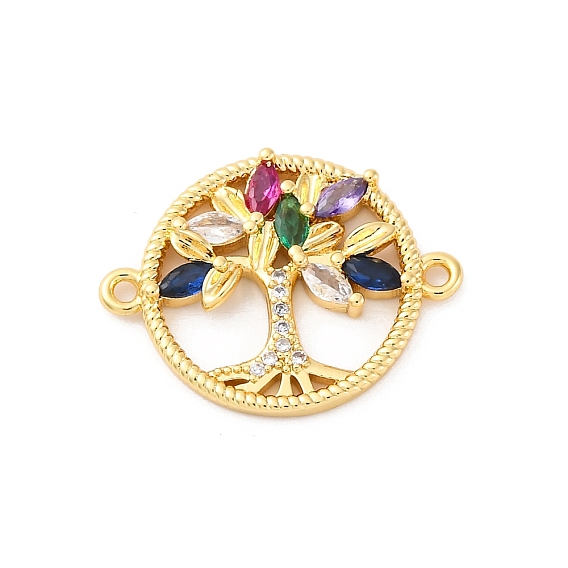 Шармы-соединители из латуни с микропаве из кубического циркония, без кадмия и без свинца, Древо жизни