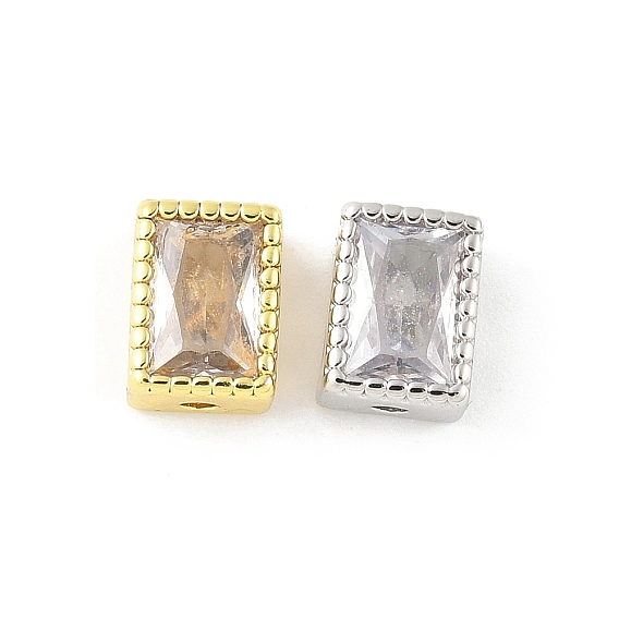 Прямоугольные латунные стеклянные бусины, долговечный, без кадмия и без свинца, стойки покрытие