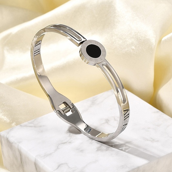 304 браслеты из нержавеющей стали с эмалевым покрытием для женщин, плоские круглые с римскими цифрами