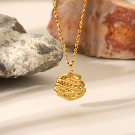 Ожерелье с подвеской из нержавеющей стали для женщин, осень-зима, высокого класса, плоско-круглые, реальный 304 k позолоченный