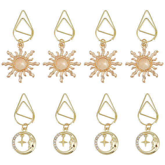 8шт 2 металлические скрепки для бумаги, с подвесками из сплава стекла