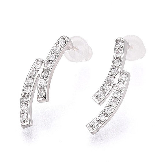 Серьги-гвоздики из сплава и прозрачного кубического циркония., с 925 штырями стерлингового серебра