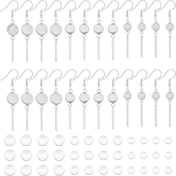 Набор для самостоятельного изготовления плоских круглых сережек с куполом, в том числе 314 крючки для серег из нержавеющей стали, Кабошоны из стекла