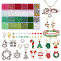 Наборы для самостоятельного изготовления украшений на рождественскую тематику, включая стеклянные бусины, латунные и пластиковые бусины, застежки и подвески из сплава