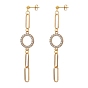 Dangle Stud Earrings, with Ear Nuts, Alloy Rhinestone Linking, Iron Linking Ring and 304 Stainless Steel Stud Earring Findings