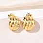 304 Stainless Steel Chunky Ribbed Stud Earrings for Women, Ion Plating(IP)