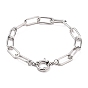 304 Stainless Steel Paperclip Chain Bracelets, with Spring Ring Clasps