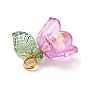 Transparent Acrylic Beads Pendants, with Brass Ball Head pins, Tulip Flower
