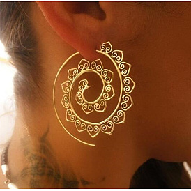 Vintage Spiral Gear Heart Earrings with Exaggerated Vortex Design