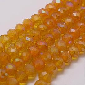Electroplate Glass Bead Strands, Rondelle, Faceted