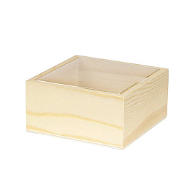 1деревянные ящики для хранения ПК, с прозрачной пластиковой крышкой, квадратный