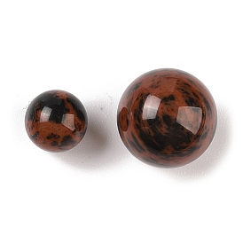 Perles de sphère sans trou en obsidienne d'acajou naturel, ronde