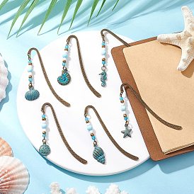 Закладка из цинкового сплава, подвеска из океанического сплава, натуральный хаулит и стеклянные бусины-закладки, разнообразные