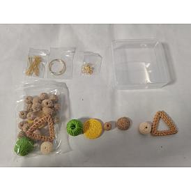 Набор для изготовления плетеных сережек своими руками, включая тростниковые / ротанговые и бумажные соединительные кольца и бусины, 304 фурнитура для серег из нержавеющей стали и железа