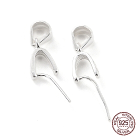 925 Sterling Silver Ice Pick Pinch Bails, Teardrop