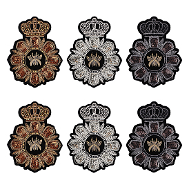 3 шт 3 цвета компьютеризированная вышивка ткань утюг / пришивание заплат, аксессуары для костюма, аппликации в виде короны, с пчелами из сплава