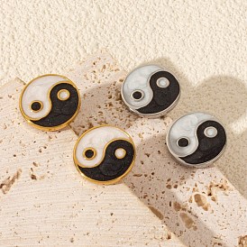 304 Stainless Steel Ying Yang Stud Earrings, Jewely for Unisex