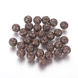 Perles en filigrane de fer, ronde, 8mm, Trou: 1mm