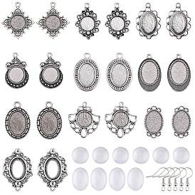 SUNNYCLUE DIY Earring Making Kits, with Transparent Clear Dome Glass Cabochons, Brass Earring Hooks and Alloy Pendant Cabochon Settings